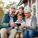 grandparents looking at social media with grandchildren